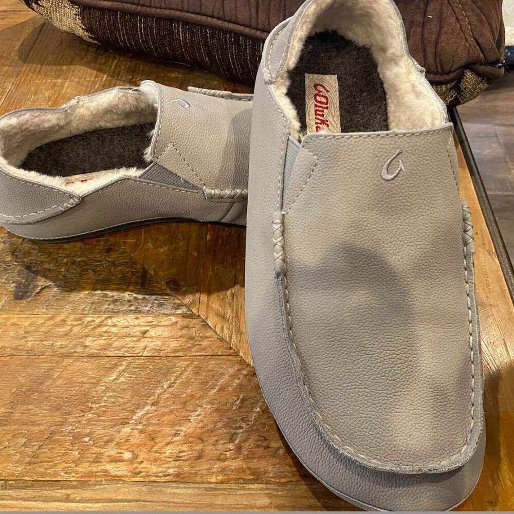 Olukai Men's Moloa Slipper sz 10, gray, preloved